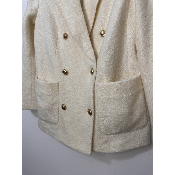Express Women’s Blazer Wool Blend Double Breasted Button Up Lined Padded Cozy - Picture 3 of 7